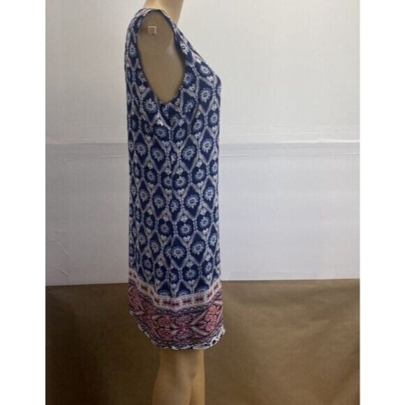 Pink Republic Women’s Sleeveless Navy Print Mini Dress Size Large Pre Owned - Picture 4 of 13